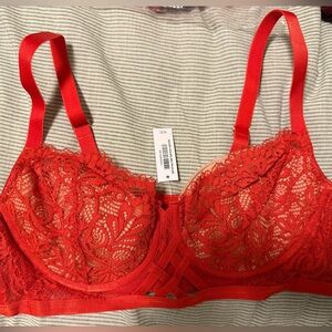 Adore Me Red Lace Bra and Underwear
